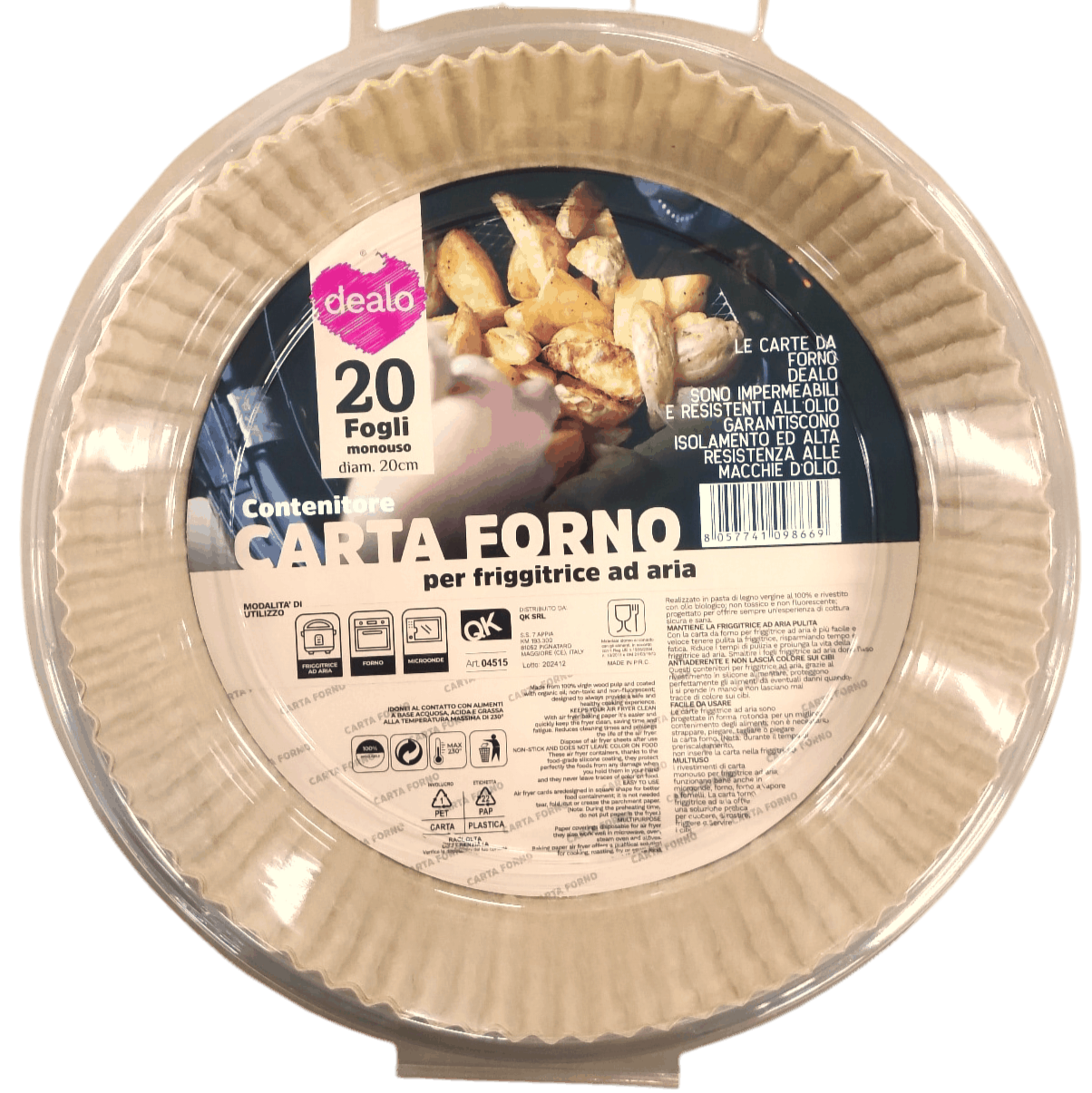 DEALO CONTENITORI IN CARTA FORNO 20 FOGLI D.20