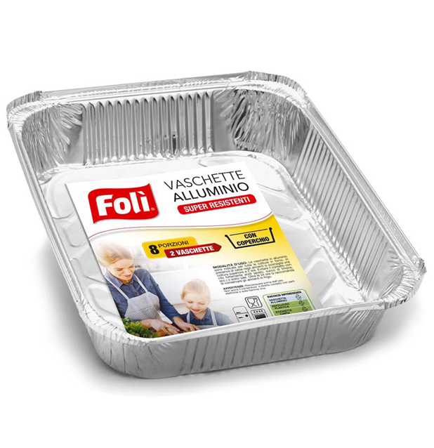 FOLI VASCHETTE ALLUMINIO CON COPERCHIO 8 PORZIONI