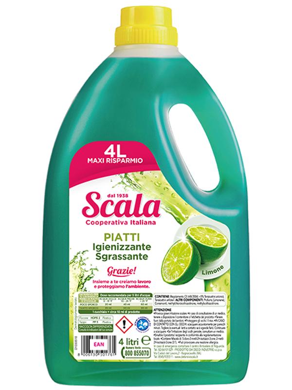 SCALA DETERSIVO PIATTI SGRASSANTE LIMONE MAXI FORMATO 4 LT - I negozi del sottocosto