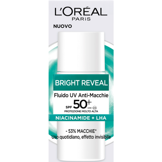L’OREAL PARIS CREMA BRIGHT REVEAL FLUIDO UV ANTI MACCHIE SPF50+ NIACINAMIDE 50 ML