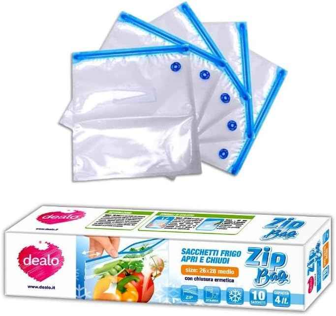 DEALO ZIP BAG MEDIO 26x28 cm SACCHETTI ALIMENTI DEALO