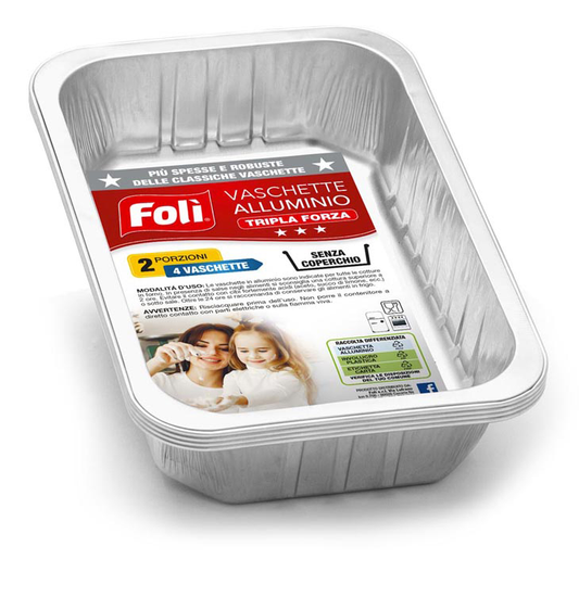 FOLI VASCHETTE ALLUMINIO TRIPLA FORZA 2 PORZIONI