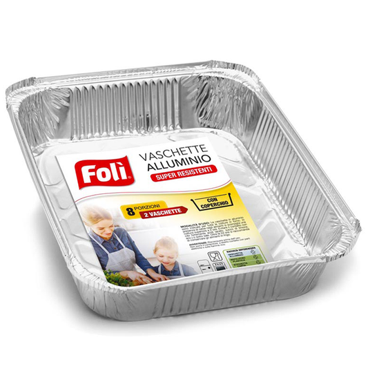 FOLI VASCHETTE ALLUMINIO CON COPERCHIO 8 PORZIONI