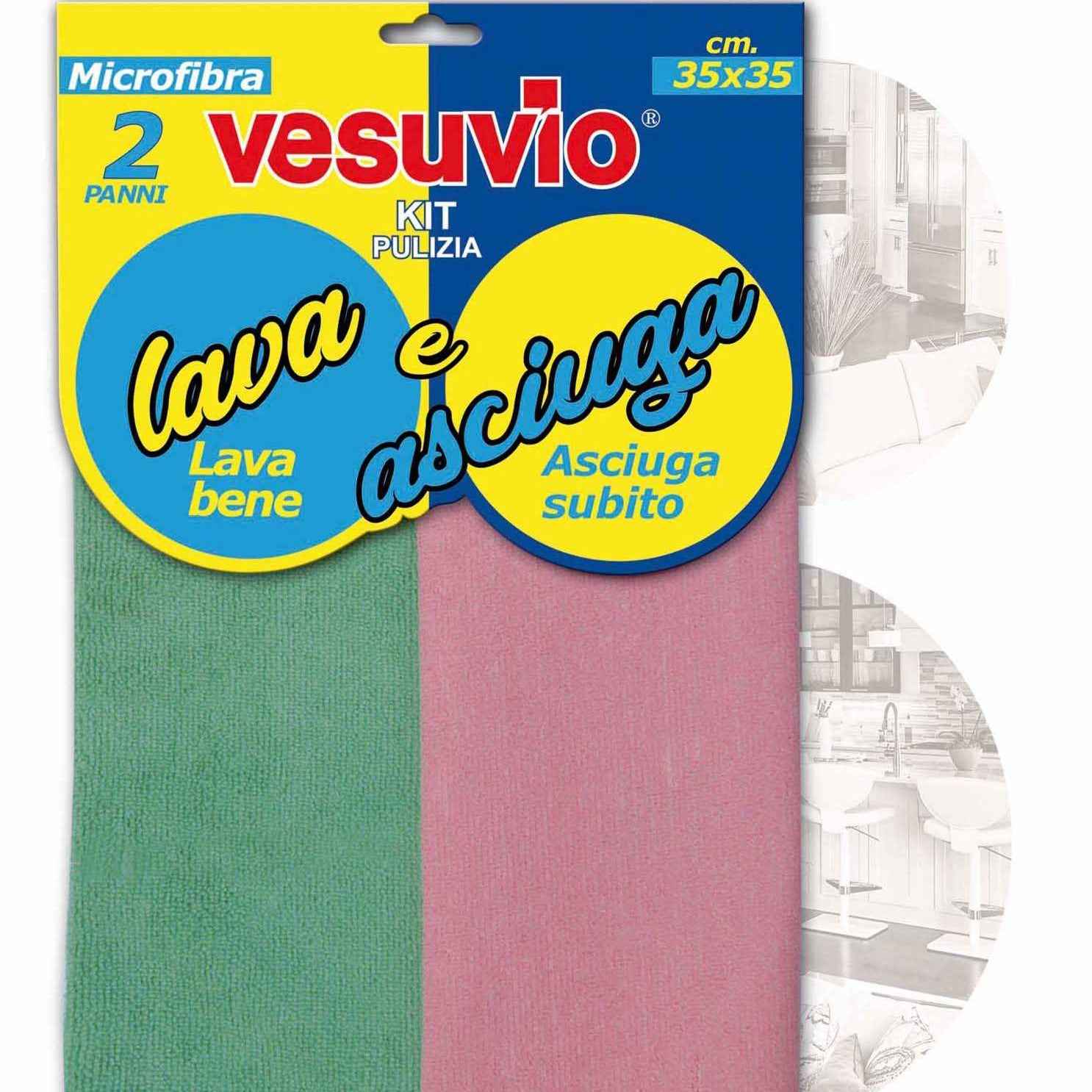 Vesuvio Panno Multiuso Microfibra Lava&Asciuga 2P 35X35 Panni VESUVIO