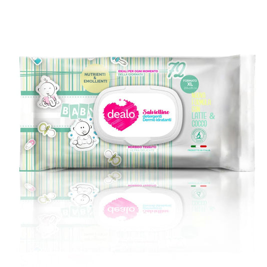 Dealo Salviettine igienizzanti Baby 72 Pz Latte e Cocco