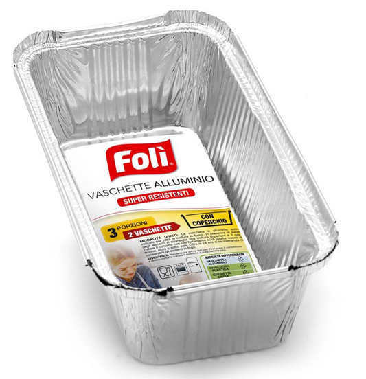 FOLI VASCHETTE ALLUMINIO CON COPERCHIO 3 PORZIONI