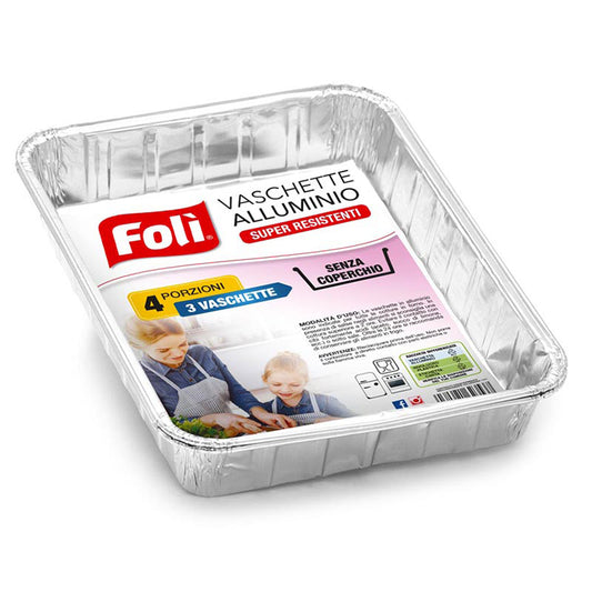 FOLI VASCHETTE ALLUMINIO SENZA COPERCHIO 4 PORZIONI