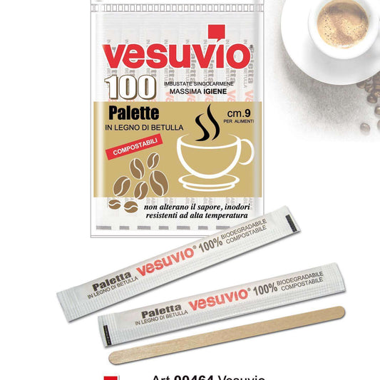 ASTE CAFFÈ IN LEGNO 100PZ IMBUSTATE VESUVIO
