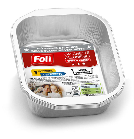 FOLI VASCHETTE ALLUMINIO TRIPLA FORZA 1 PORZIONE