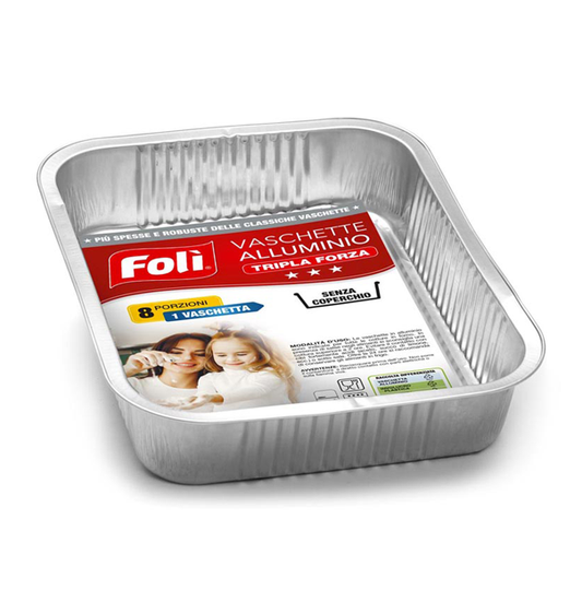 FOLI VASCHETTA ALLUMINIO TRIPLA FORZA 8 PORZIONI