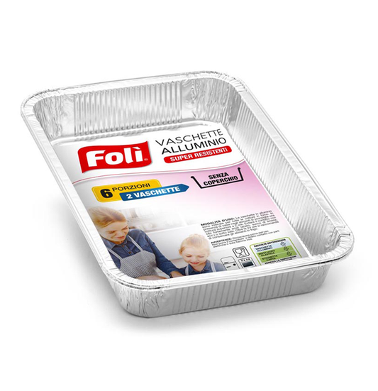 FOLI VASCHETTE ALLUMINIO SENZA COPERCHIO 6 PORZIONI