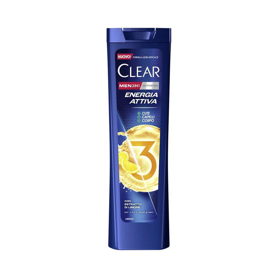Clear Shampoo Men 225ml Energia Attiva 3in1