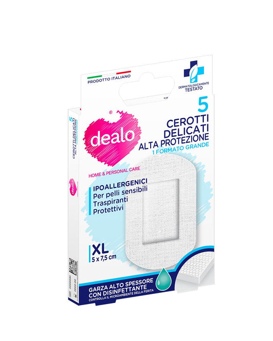 Dealo Cerotti Delicati Alta Protezione - 5 Pz 5x7,5cm XL