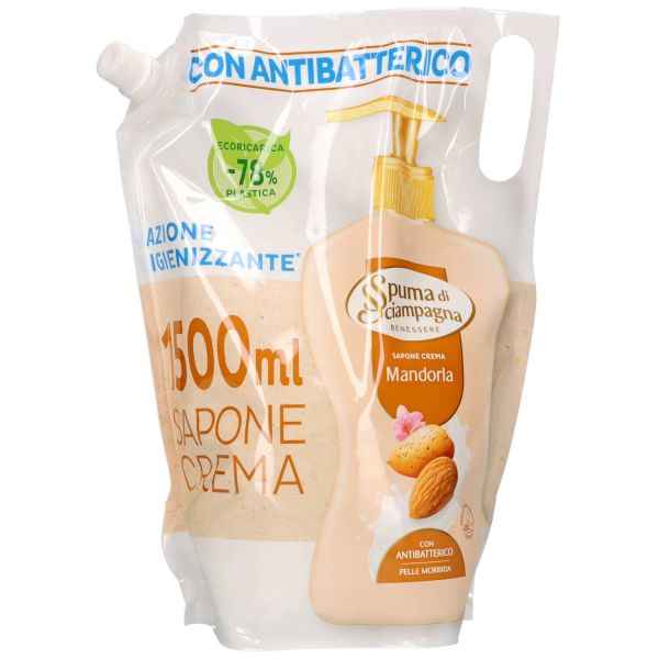 Ricarica Sapone Liquido Latte di Mandorla 1.5LT Sapone Liquido e saponette SPUMA DI SCIAMPAGNA