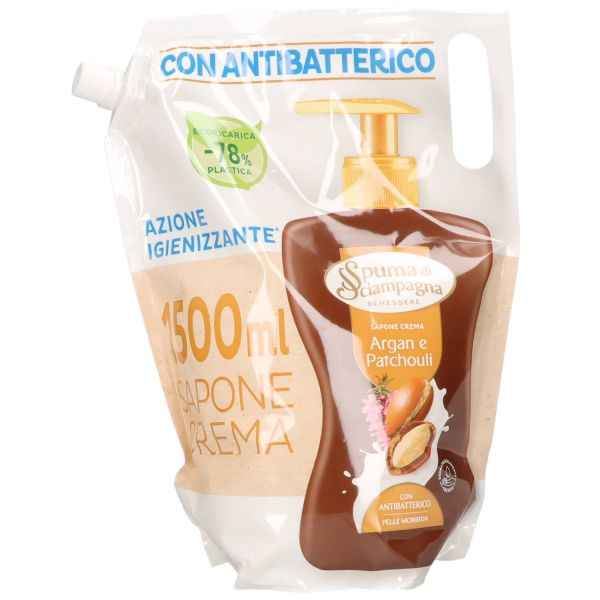 Ricarica Sapone Liquido con Olio di Argan 1.5LT Sapone Liquido e saponette SPUMA DI SCIAMPAGNA