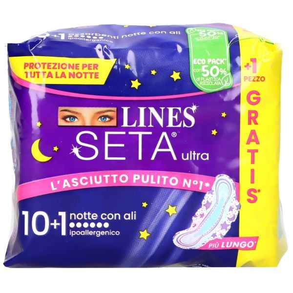 Lines Assorbenti Seta Ultra Notte Con Ali Assorbenti LINES