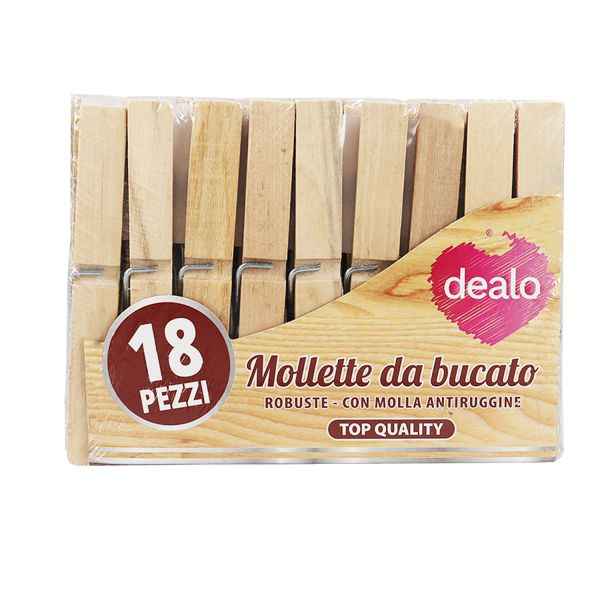 Dealo Mollette Bucato Legno 18PZ Accessori bucato DEALO