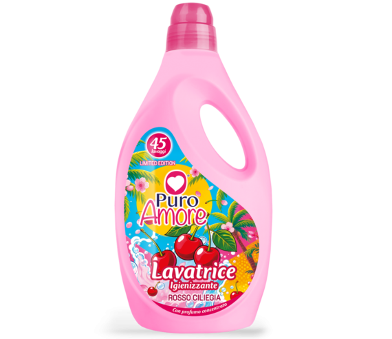 Puro Amore Detersivo Lavatrice Igienizzante Rosso Ciliegia 45 Lavaggi