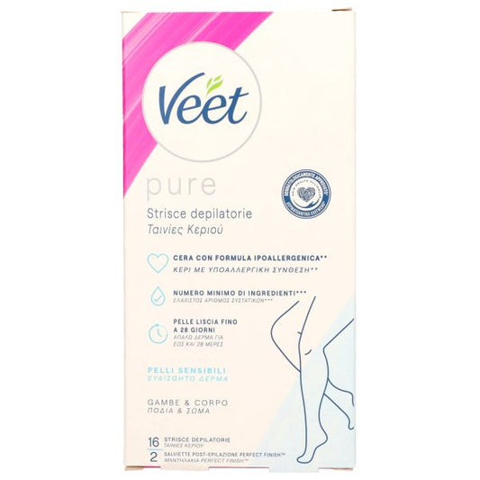 VEET STRISCE DEPILATORIE GAMBE E CORPO PURE 16PZ