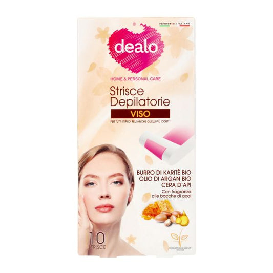 DEALO STRISCE DEPILATORIE VISO CON ARGAN 10PZ