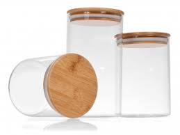 GLASS BARATTOLO C/COP.BAMBOO VARIE MISURE