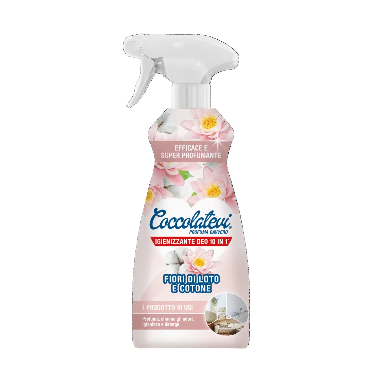 Coccolatevi Deo 10 in 1 Cattura odori Detergente multisuperficie Fiori di Loto e Cotone 500 ml
