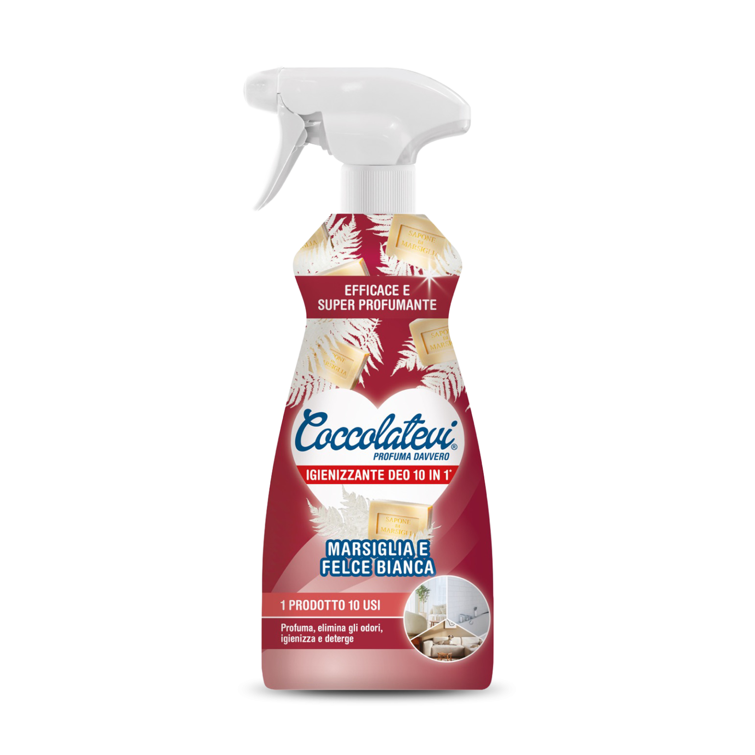 Coccolatevi Deo 10 in 1 Cattura odori Detergente multisuperficie Marsigliea e Felce Bianca 500 ml