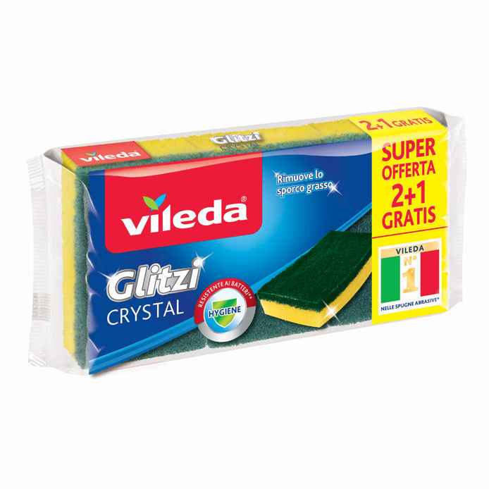 Vileda Spugna Abrasiva Antibatterica Glitzi Crystal Spugne VILEDA
