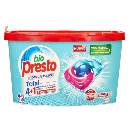 BIO PRESTO DETERSIVO POWER CAPS 18 LAVAGGI IGIENE E FRESCHEZZA