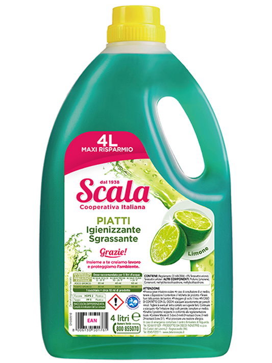 SCALA DETERSIVO PIATTI SGRASSANTE LIMONE MAXI FORMATO 4 LT