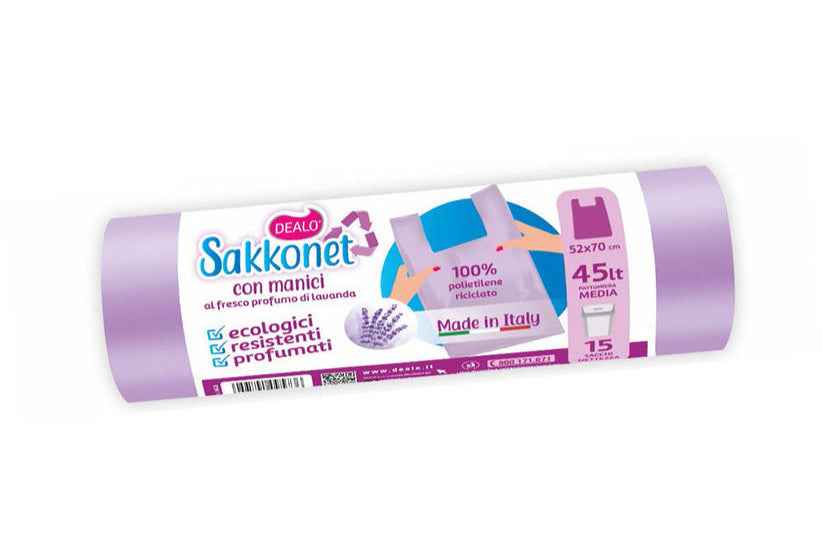 Dealo Sacchi Pattumiera Profumati Lavanda 52x70Cm 15pz con Manici Sacchi Pattumiera DEALO